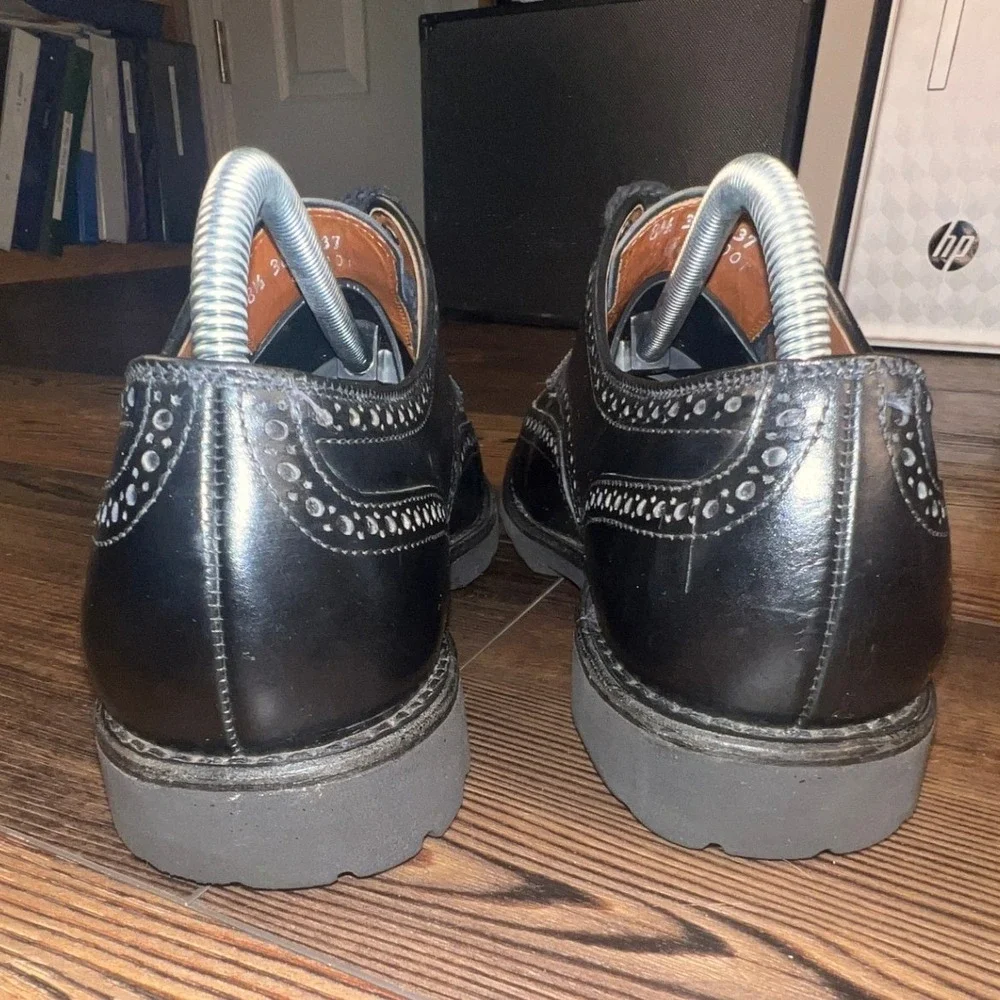 Allen Edmonds Tate Wingtip Derby Black Leather‎ Lug Sole Shoes Men's 8.5 3E 3037